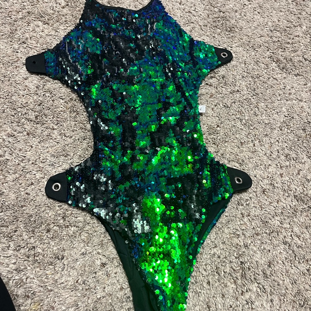 Sequin Green and Blue Bodysuit